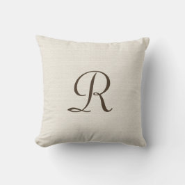 Faux textured Rustic Burlap Monogram Square Throw Kussen