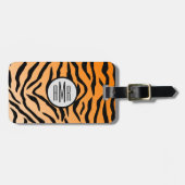 Faux Tiger Print Monogram Bagagelabel (Voorkant horizontaal)