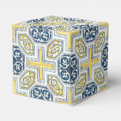 Faux Tile Pattern Yellow and Blue Party Favor Box Bedankdoosjes (Achterkant)