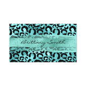 Faux Turquoise Blauwgroen Folie Leopard Aqua Brush Visitekaartje