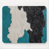 Faux Turquoise Leather Koe Spotted Hide fur Muismat (Voorkant)