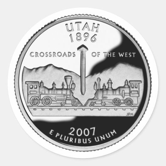 Faux Utah State Quarter Ronde Sticker (Voorkant)