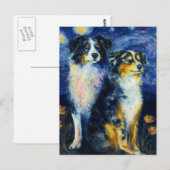 Faux Van Gogh Two Austrailian Shepherds Briefkaart (Voorkant / Achterkant)