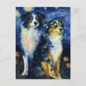 Faux Van Gogh Two Austrailian Shepherds Briefkaart (Voorkant)
