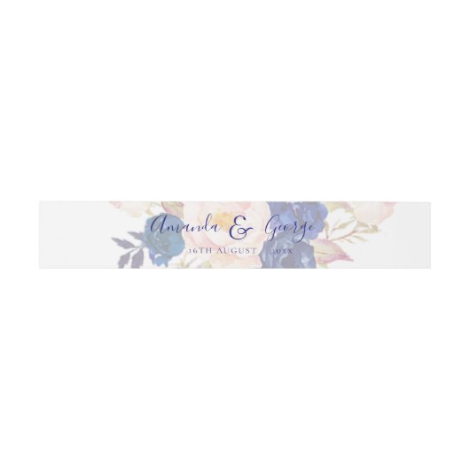 Faux Vellum Blue Floral Elegant Script Weddenschap Uitnodigingen Wikkel (Vlak)