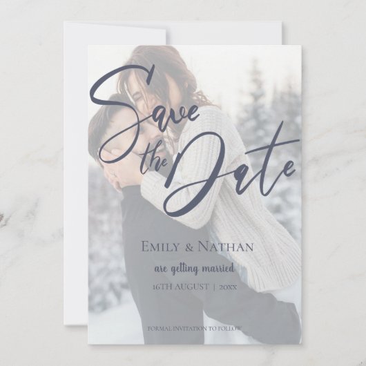 Faux Vellum Effect 2 Foto van Wedding Save the Dat Date (Voorkant)