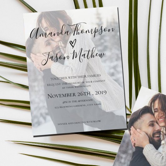 Faux Vellum Effect | 2 Sided Foto | Weddenschap Kaart