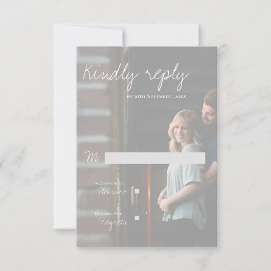 Faux Vellum Effect Foto Elegante Moderne Bruiloft RSVP Kaartje (Voorkant)