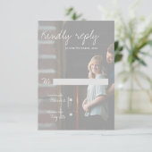 Faux Vellum Effect Foto Elegante Moderne Bruiloft RSVP Kaartje (Staand voorkant)