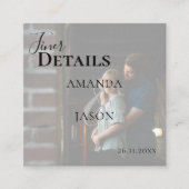 Faux Vellum Effect Foto Moderne bruiloft details Informatiekaartje (Voorkant)