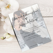 Faux Vellum Effect Foto Vow Renewal Uitnodiging