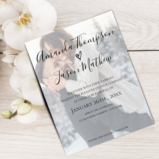 Faux Vellum Effect Foto Vow Renewal Uitnodiging