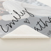 Faux Vellum Effect Foto Weddenschap Datum Aangepas Sherpa Deken (3/4)