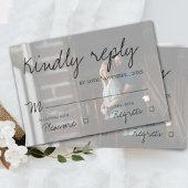 Faux Vellum Effect Foto Wedding RSVP Kaart