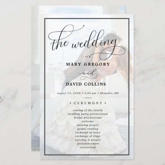 Faux Vellum Effect Overlay Photo Wedding Ceremony (Voorkant / Achterkant)