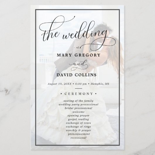 Faux Vellum Effect Overlay Photo Wedding Ceremony (Voorkant)