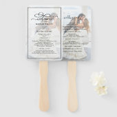Faux Vellum Effect Overlay Photo Wedding Programme Handwaaier (Voorkant en achterkant)