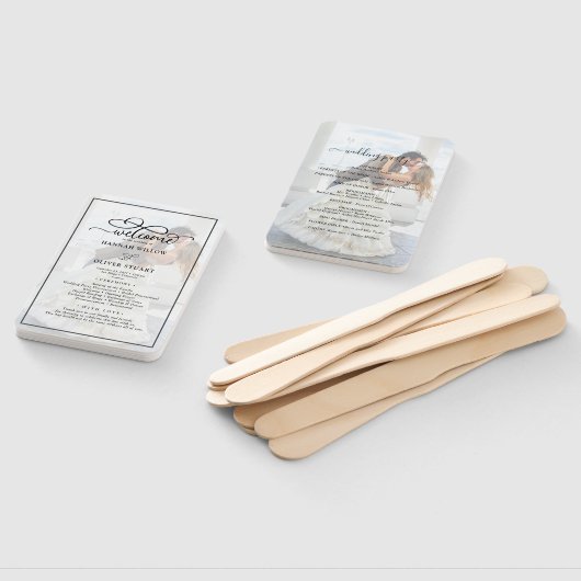 Faux Vellum Effect Overlay Photo Wedding Programme Handwaaier (Niet-gemonteerd)