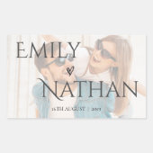 Faux Vellum Effect Photo Weddenschap Cute Rectangu Rechthoekige Sticker (Voorkant)