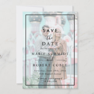 Faux Vellum Effect Photo Weddenschap Save the Date Kaart