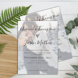 Faux Vellum Effect Photo Wedding Kaart