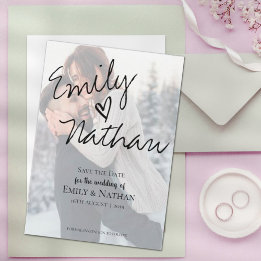 Faux Vellum Effect Photo Wedding Save the Date