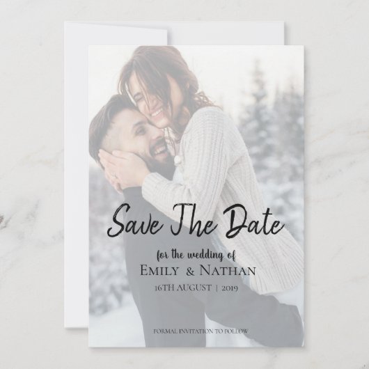 Faux Vellum Effect Photo Wedding Save the Date (Voorkant)