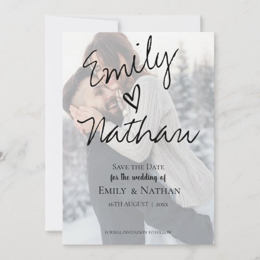 Faux Vellum Effect Photo Wedding Save the Date (Voorkant)