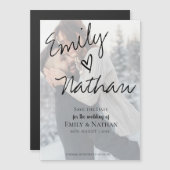 Faux Vellum Effect Photo Wedding Save the Date Magnetische Uitnodiging (Voorkant / Achterkant)