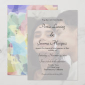 Faux Vellum Effect Rainbow LGBTQ Wedding Invite Kaart (Voorkant / Achterkant)