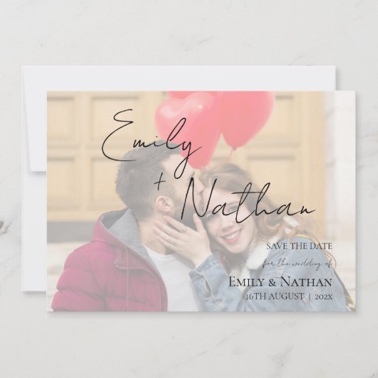 Faux Vellum Effect TWEE Foto Bruiloft Save the Dat Save The Date (Voorkant)
