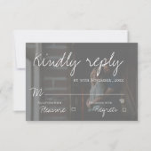 Faux Vellum Effect Two Foto Elegant Wedding RSVP Kaartje (Voorkant)