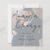 Faux Vellum Effect Two Photo Wedding Save the Date (Voorkant)