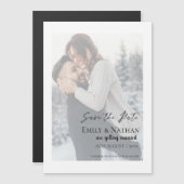 Faux Vellum Effect Wedding Photo Save the Date Magnetische Uitnodiging (Voorkant / Achterkant)