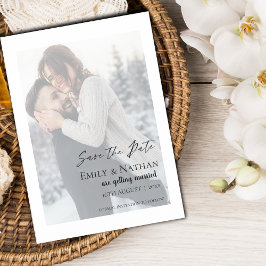 Faux Vellum Effect Wedding Photo Save the Date Magnetische Uitnodiging