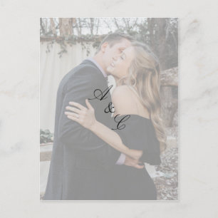 Faux Vellum Elegant Script Foto Sla de datum op Uitnodiging Briefkaart