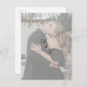 Faux Vellum Elegant Script Foto Sla de datum op Uitnodiging Briefkaart (Voorkant / Achterkant)