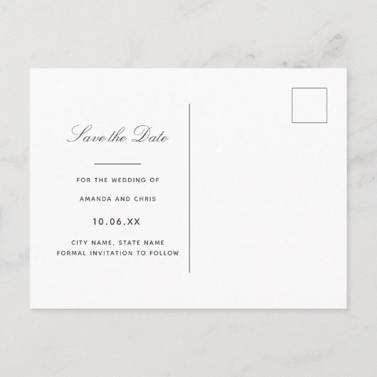 Faux Vellum Elegant Script Foto Sla de datum op Uitnodiging Briefkaart (Achterkant)