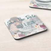 Faux Vellum Floral foto's die de knoop vastbinden Bier Onderzetter (Linkerzijde)