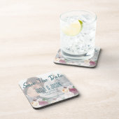 Faux Vellum Floral foto's die de knoop vastbinden Bier Onderzetter (Rechterzijde)