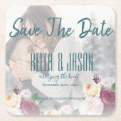 Faux Vellum Floral foto's die de knoop vastbinden Kartonnen Onderzetters (Voorkant)