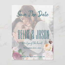 Faux Vellum Floral Photo Wedding Save the Date Briefkaart