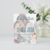 Faux Vellum Floral Photo Wedding Save the Date Briefkaart (Staand voorkant)