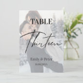 Faux Vellum Foto Bruiloft Dertien Tafelnummer (Staand voorkant)