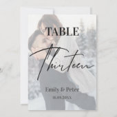 Faux Vellum Foto Bruiloft Dertien Tafelnummer (Achterkant)