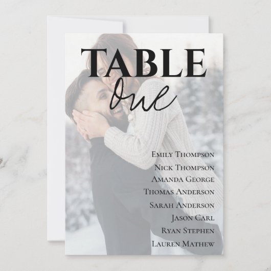 Faux Vellum Foto Bruiloft Tafel Zitgrafiek (Voorkant)