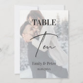 Faux Vellum Foto Bruiloft Tien Tafelnummer (Voorkant)