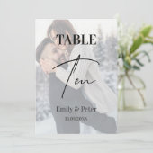 Faux Vellum Foto Bruiloft Tien Tafelnummer (Staand voorkant)