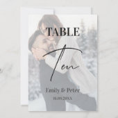 Faux Vellum Foto Bruiloft Tien Tafelnummer (Achterkant)