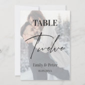 Faux Vellum Foto Bruiloft Twaalf Tafelnummer (Achterkant)